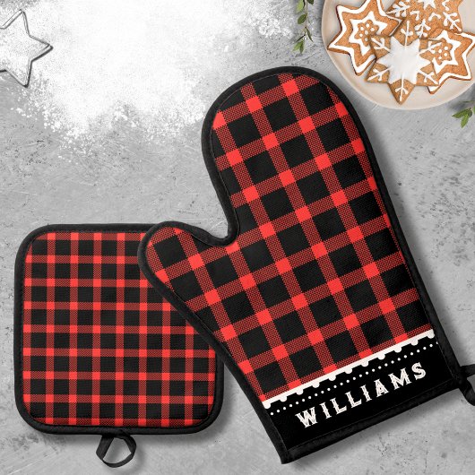 Rustieke Kerst Geplaagde Oven Mitt en Pot Houders Ovenwant & Pannenlap Set