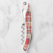 Rustieke Kerst Geplaatst Moderne Rode Check Kurkentrekker (Voorkant)