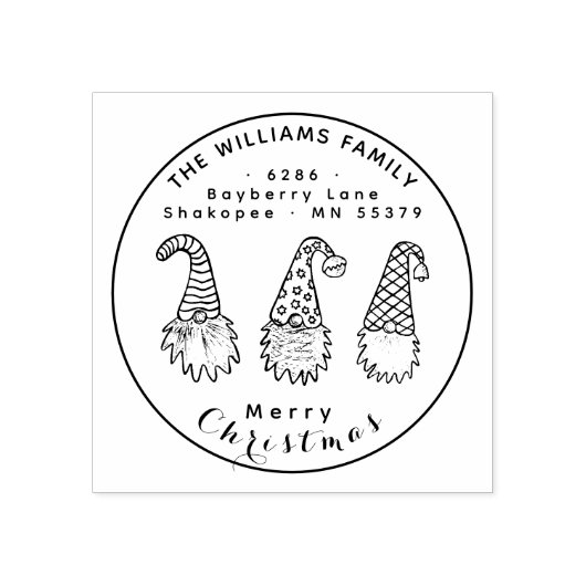 Rustieke Kerst Gnomen Retouradres Rubberstempel (Afrduk)