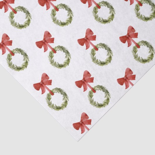 Rustieke Kerst Greenery Krans Red Bow Tissuepapier (Detail)