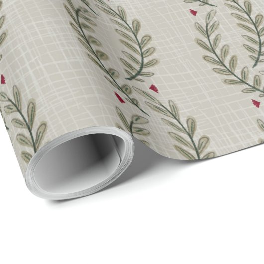 Rustieke kerst groen Waterverf Cadeaupapier (Rol Hoek)