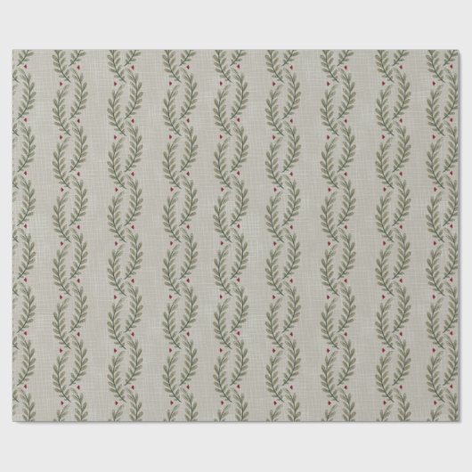 Rustieke kerst groen Waterverf Cadeaupapier (Vlak)