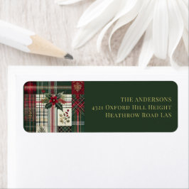 Rustieke Kerst Groene Plaid Tartan Patroon Etiket