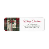 Rustieke Kerst Groene Plaid Tartan Patroon Etiket (Voorkant)