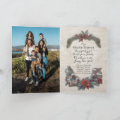 Rustieke Kerst Herten gewei Krans Familie Foto Bedankkaart (Binnen)