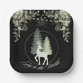 Rustieke kerst Herten winter landschap bomen Papieren Bordje (Voorkant)