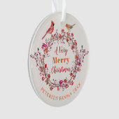 Rustieke kerst holly berry krans familienaam ornament (voorkant)