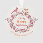 Rustieke kerst holly berry krans familienaam ornament (achterkant)