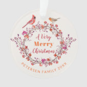 Rustieke kerst holly berry krans familienaam ornament (voorkant)