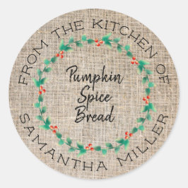 Rustieke kerst Holly krans keuken trakteert cadeau Ronde Sticker