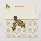 Rustieke Kerst Holly Uitnodigingen (Voorkant / Achterkant)