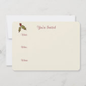 Rustieke Kerst Holly Uitnodigingen (Achterkant)