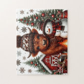 Rustieke Kerst Hoogland Koe Legpuzzel (Verticaal)