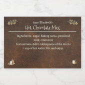 Rustieke Kerst Hot Chocolate Cacao Mix Voedselcontainer Etiket (Enkel label)