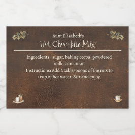 Rustieke Kerst Hot Chocolate Cacao Mix Voedselcontainer Etiket