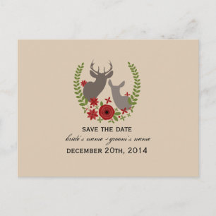 Rustieke Kerst Huwelijk Floral Deer Save The Date Aankondigingskaart