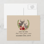 Rustieke Kerst Huwelijk Floral Deer Save The Date Aankondigingskaart (Voorkant / Achterkant)