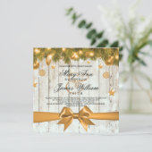 Rustieke Kerst Huwelijk Gouden Decoraties & Lint Kaart (Staand voorkant)