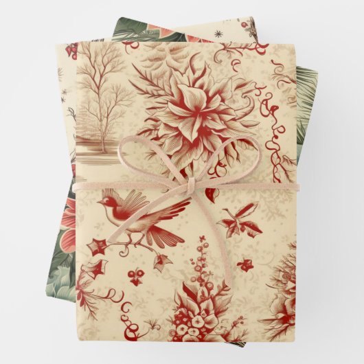 rustieke kerst inpakpapier vogels (In situ)
