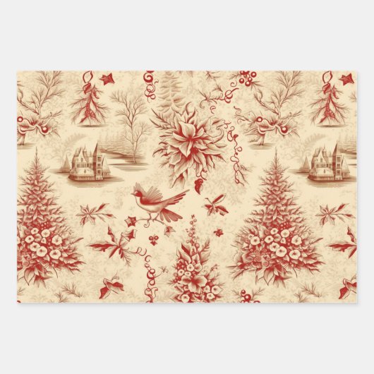  rustieke kerst inpakpapier vogels (Voorkant)