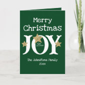 Rustieke Kerst Joy Chic Script Elegant Groen Feestdagen Kaart (Voorkant)