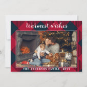 Rustieke kerst Kaart, rode plaid Feestdagenkaart (Voorkant)