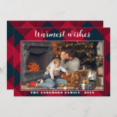 Rustieke kerst Kaart, rode plaid Feestdagenkaart (Voorkant / Achterkant)