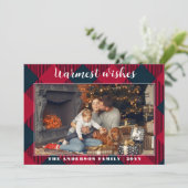 Rustieke kerst Kaart, rode plaid Feestdagenkaart (Staand voorkant)