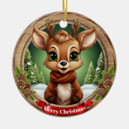 Rustieke Kerst Karakter Kerstmis Rendier Cadeau 🦌 Keramisch Ornament
