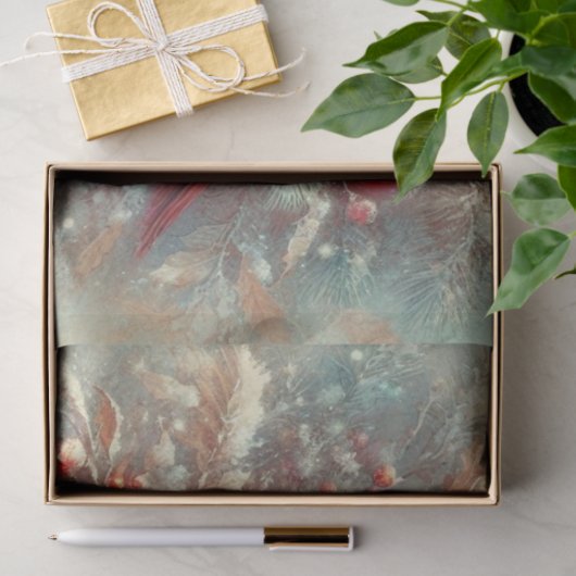 Rustieke Kerst Kardinalen in Woodland Decoupage Tissuepapier (Geschenk)