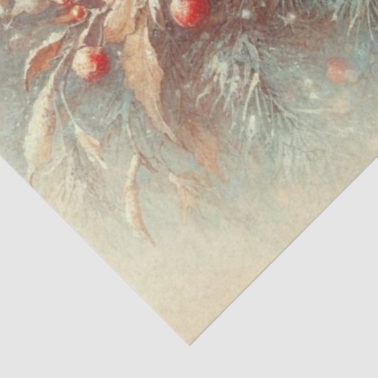 Rustieke Kerst Kardinalen in Woodland Decoupage Tissuepapier (Detail)