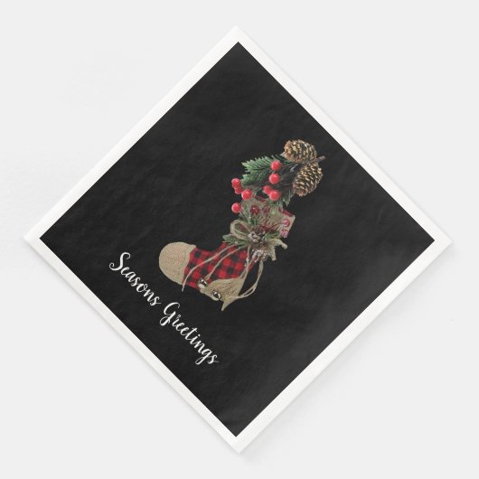 Rustieke kerst kous papier servetten (Hoek)