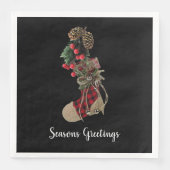 Rustieke kerst kous papier servetten (Voorkant)