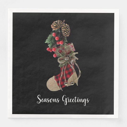 Rustieke kerst kous papier servetten (Voorkant)