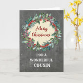 Rustieke kerst krans neef vrolijk kerstfeest kaart (Gele Bloem)