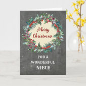 Rustieke kerst krans nicht vrolijk kerstfeest kaart (Gele Bloem)