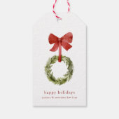 Rustieke Kerst Krans Red Bow Minimalist Cadeaulabel (Achterkant)