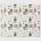 Rustieke kerst land kabouters, decoraties cadeaupapier (Vlak)