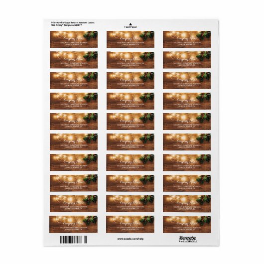 Rustieke kerst land mistletoe string lichten etiket (Full Sheet)