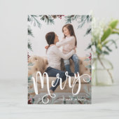 Rustieke Kerst Lijst Foto met Bericht Feestdagenkaart (Staand voorkant)