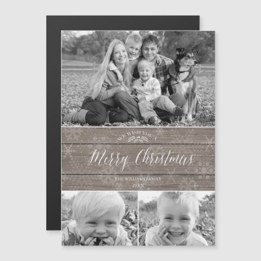 Rustieke kerst-magnetische fotokaart (Voorkant / Achterkant)