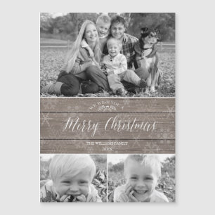Rustieke kerst-magnetische fotokaart