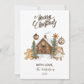 Rustieke Kerst met Gemberkoekhuisje Feestdagenkaart (Voorkant)