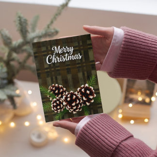 Rustieke kerst met pinecones kaart