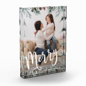 Rustieke kerst met vrolijk script en naam fotoblokken (Links)