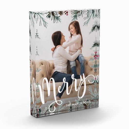 Rustieke kerst met vrolijk script en naam fotoblokken (Links)