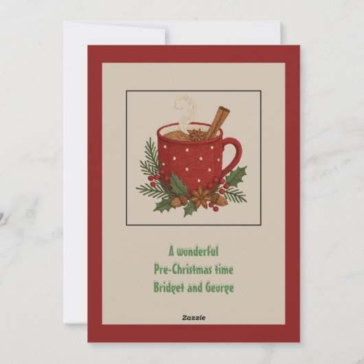 Rustieke kerst Mok met cacao en kaneel Feestdagenkaart (Achterkant)