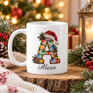 Rustieke Kerst- Monogram Letter A Koffiemok