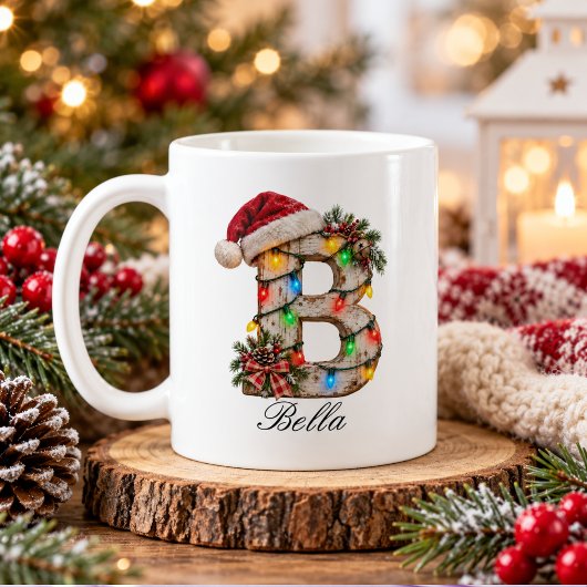 Rustieke Kerst Monogram Letter B Koffiemok