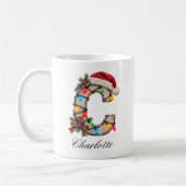 Rustieke Kerst Monogram Letter C Koffiemok (Links)